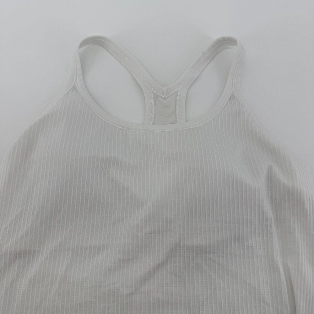 Lululemon Ebb to Street Tank Top White Ribbed Racerback Built-in Bra Size 10